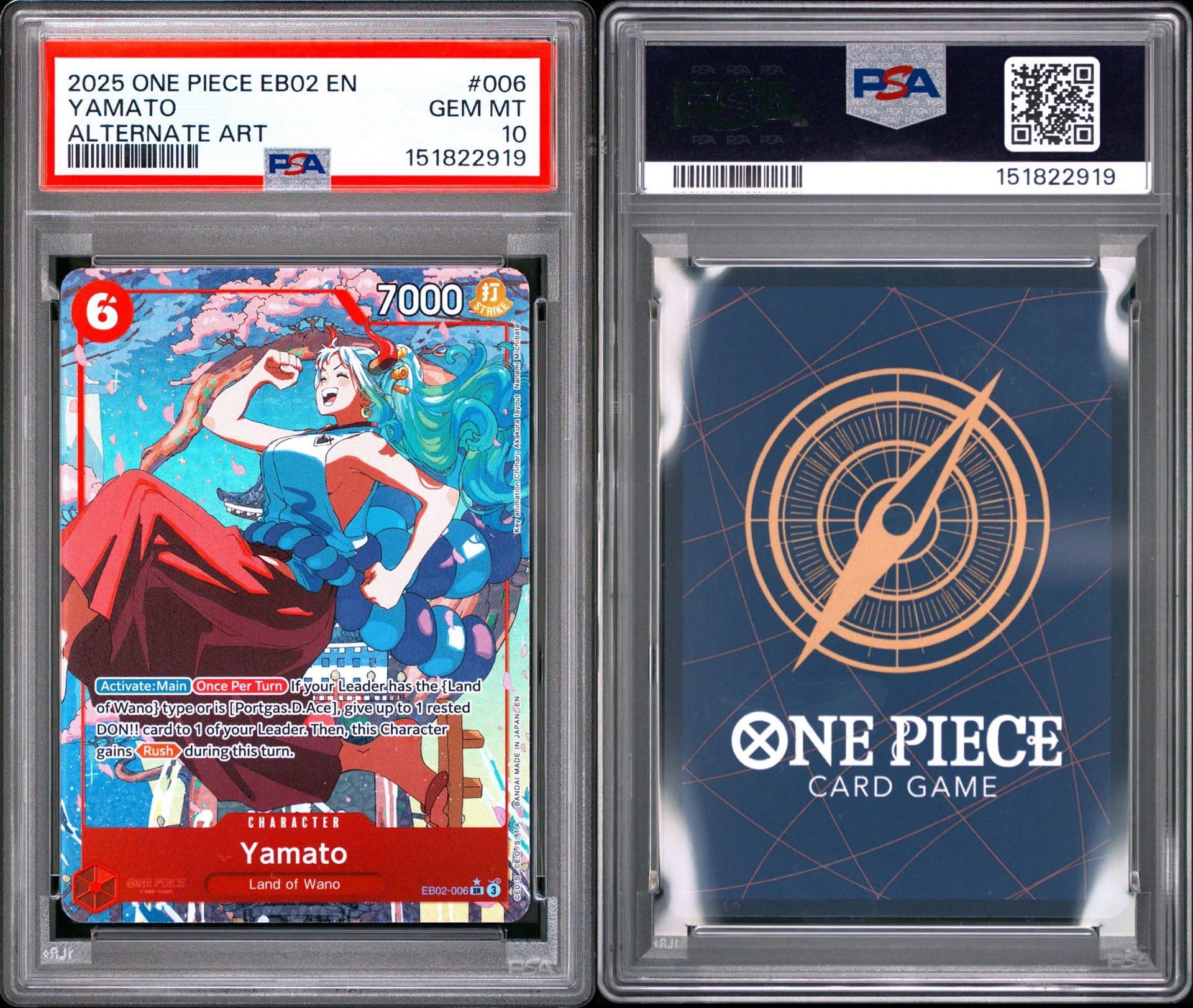 Yamato 2025 One Piece EB02 Anime 25th Alternate Art — PSA GEM MT 10