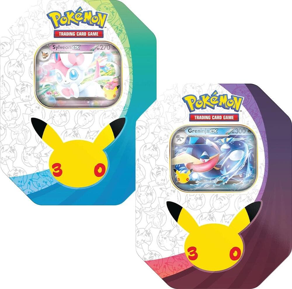 Pokémon TCG: 30th Celebration ex Tin (Sylveon ex or Greninja ex)